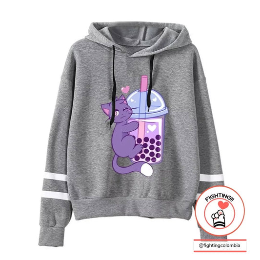 Hoodie Gato y Bubble Tea