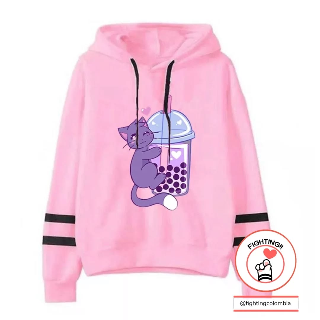 Hoodie Gato y Bubble Tea