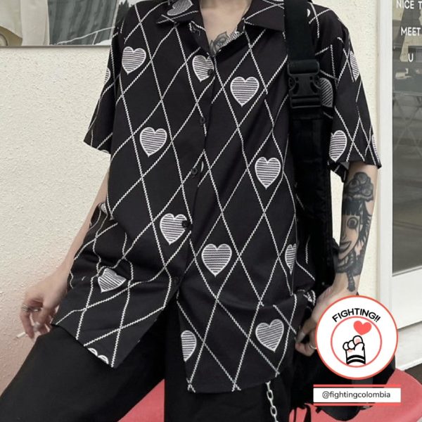 Camisa Corazones Negra