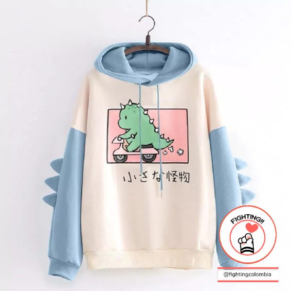 Hoodie Dino Moto Celeste