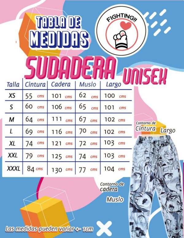 tabla de medidas sudadera